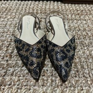 Betsey Johnson Black and Gold Embellished Flats